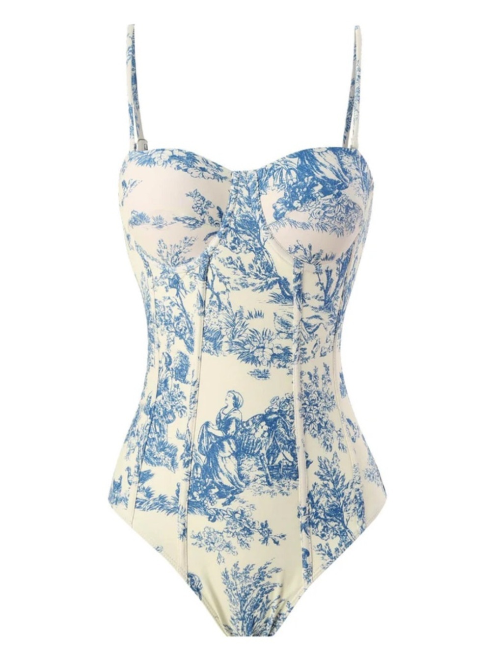 1960s Ink Floral Spaghetti Strap One-Piece Swimsuit new 🆕